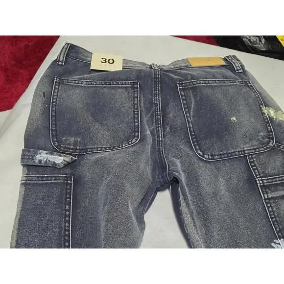 MNML G30 Jeans 30 NWT Paint Splatter Patch Knee Frayed Hem